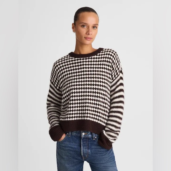 Madewell Sweaters - Madewell | Black and White Geometric Sweater Size Small